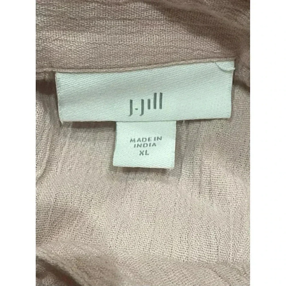 J Jill Blouse Tie Front Button Up Shirt Pink Dip Dye Ombre Gauze Top Size XL - Picture 5 of 7